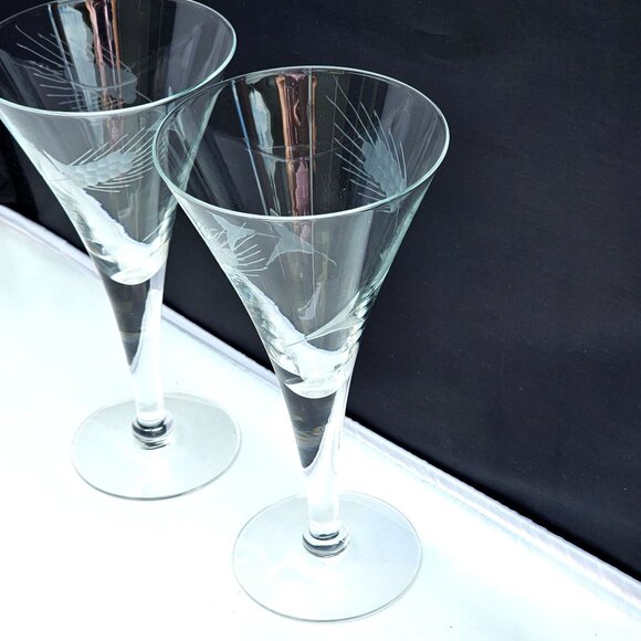 2 Javit Fine Wheat Wine Water Goblet 7.5" cut glasses midcentury 50s made in USA - Picture 3 of 8